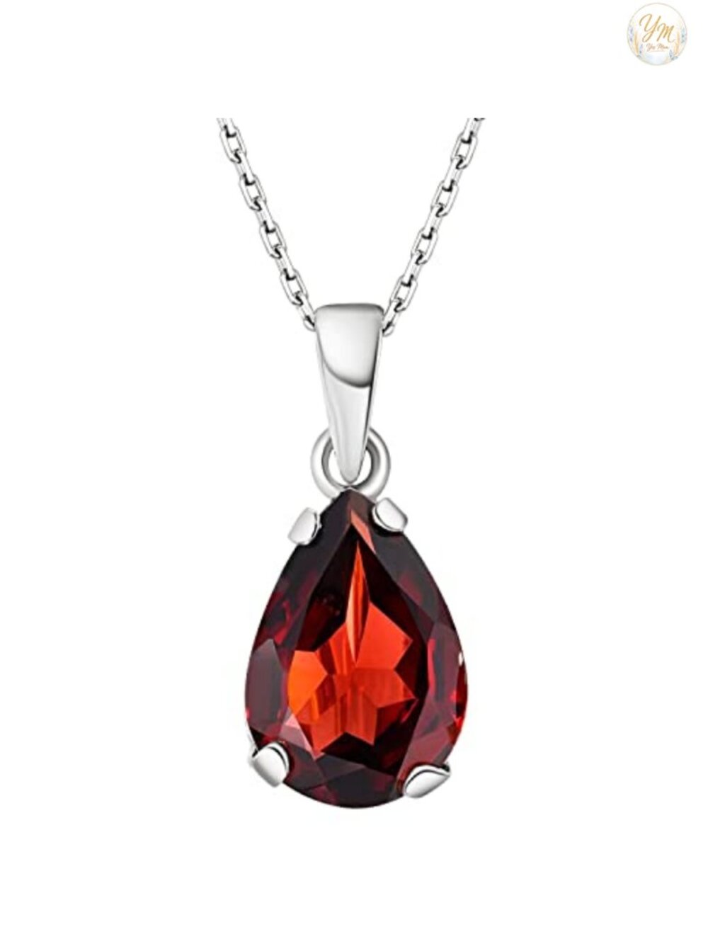925 Sterling Silver Garnet Pendant Necklace for Women